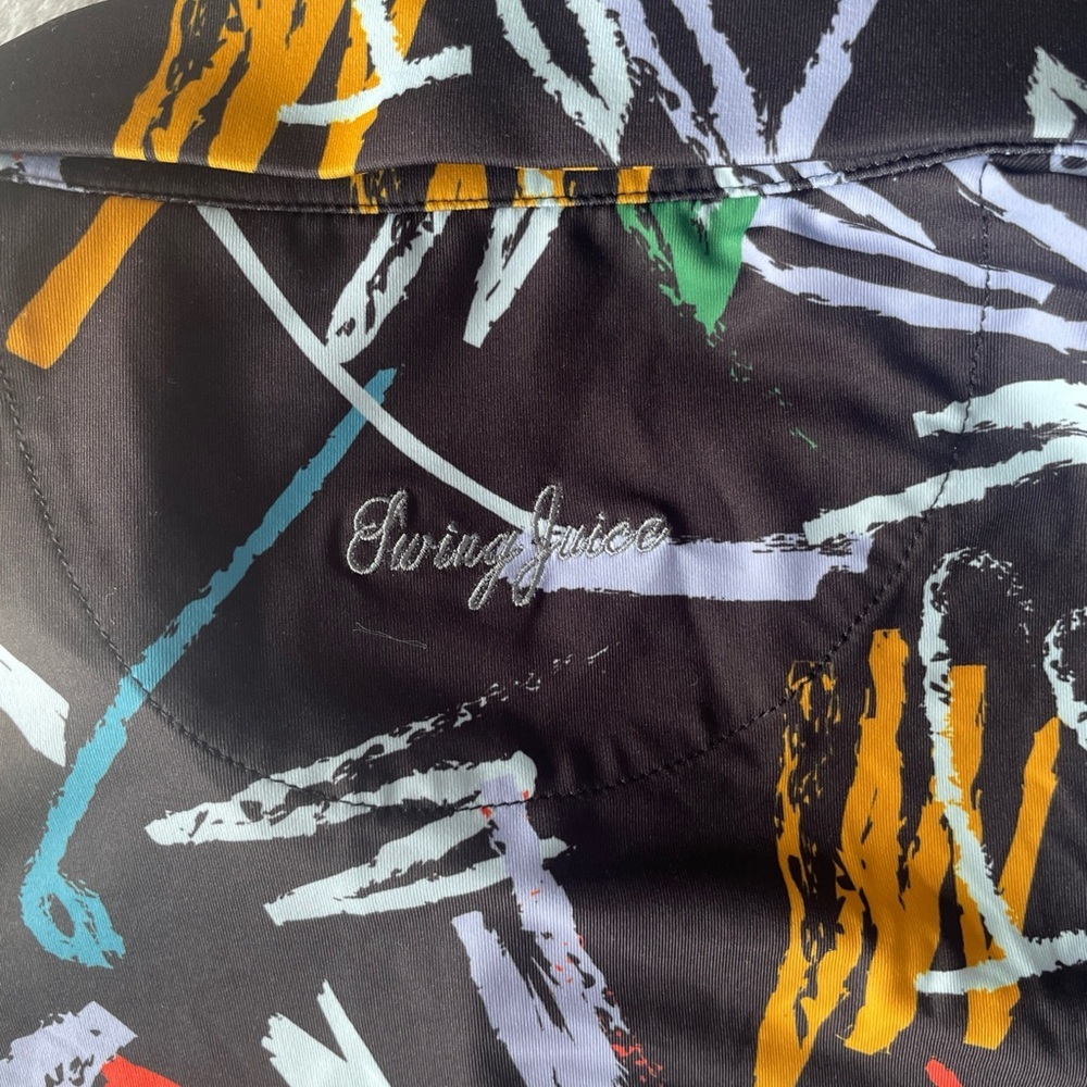 Swingjuice Black Short Sleeve Shirt With Multicolor Abstract Brushstrokes Medium View 5